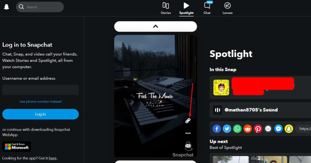snapchat video url copy